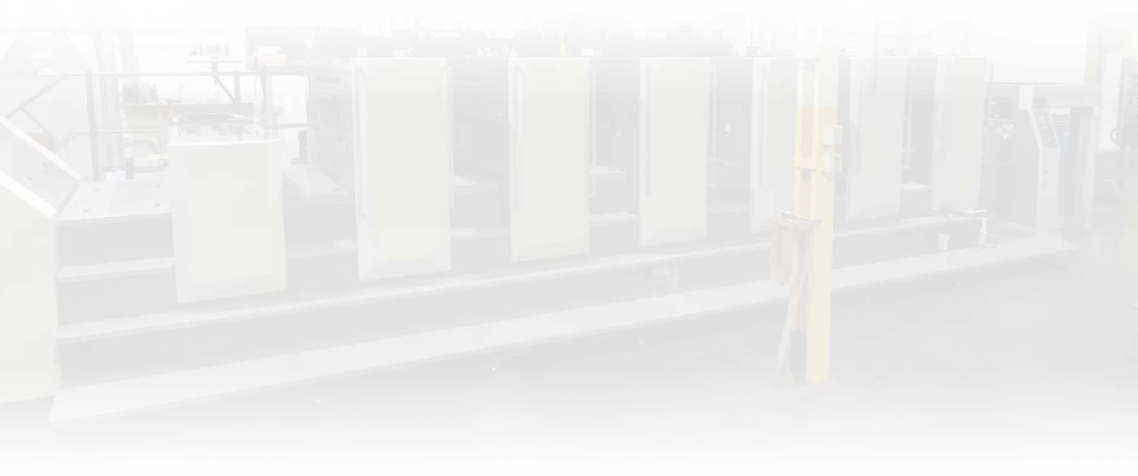 Keefer Printing: About Us A faded view of a printing press in keefer Printing.